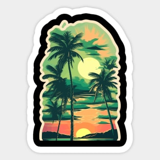 sunset palm tree Sticker